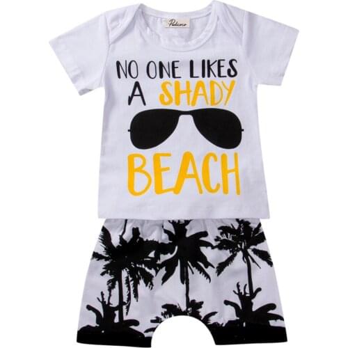 2017 Casual Toddler Baby Boy 2Pcs Summer Beach Outfit Boys T-shirt Tops+Shorts Cool Clothes Set 0-3T