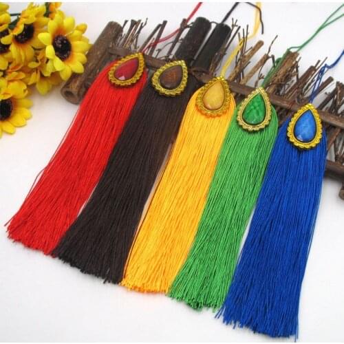 2pcs/lot Silk Tassel Fringe brush Sling Tassels Trim with beads pendant for Sew Curtains jewelry Accessories DIY Wedding Decor