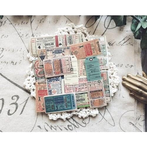ZFPARTY 22pcs Vintage Ticket Paper Stickers for Scrapbooking Happy Planner/Card Making/Journaling Project
