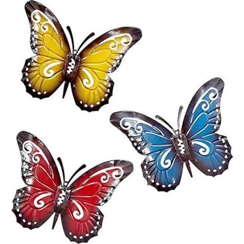 3Pcs/Set 27 * 22cm / 10.63 * 8.66inch Wrought Iron Butterfly Wall Decoration Living Room Home Office Background Wall Decoration