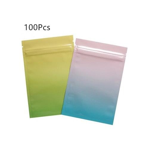 7*10cm Color Mini Ziplock Baggie Aluminized Recyclable Bags Mini Plastic Bags Pink Zip lock Jewelry Storage Bag With Zipper