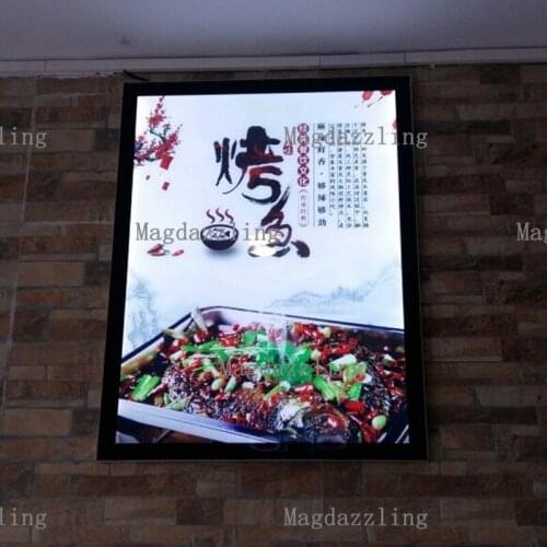 A2 Super Slim Wall Mount Magnetic Open Aluminum Frame LED Illuminated Menu Panels Display Light Boxes for Restaurant /Fast Food