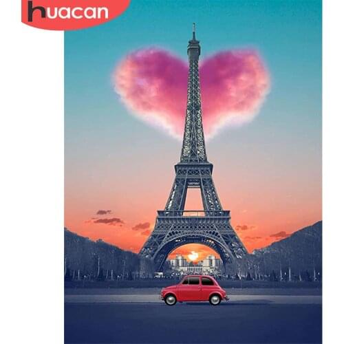 HUACAN 5d Diamond Painting Tower DIY Mosaic Needlework Full Square/Round Diamond Embroidery Landscape Wall Art