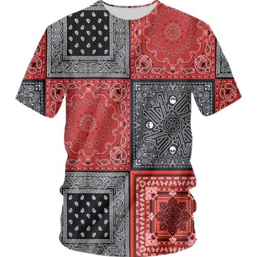 IFPD EU Size Summer Bandana T Shirt Men Hip Hop Paisley T-shirt Short Sleeve O Neck Streetwear Tops Male Graphic Punk Harajuku