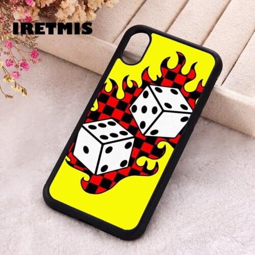 Iretmis 5 5S SE phone cover cases for iphone 6 6S 7 8 Plus X Xs Max XR 11 12 Mini Pro Soft Silicone Dice Fire flame Checkboard
