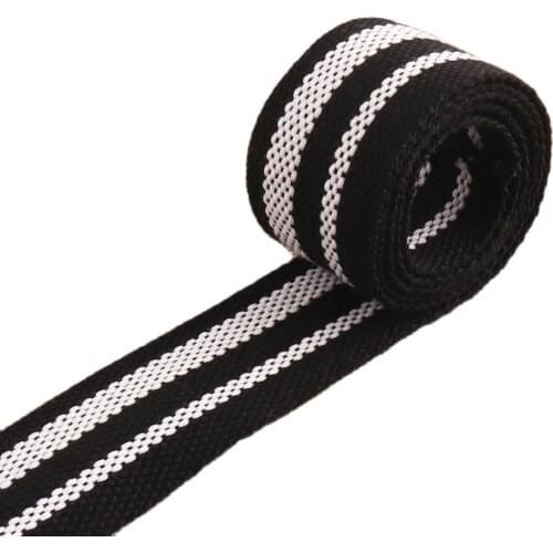 Black White Striped Webbing Cotton Webbing Belt Striped ribbon 38MM Webbing for Dog Collar Tote Handles Leather Straps 1 1/2"
