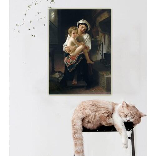 Citon William Adolphe Bouguereau《Young Mother Gazing at Her Child》Canvas Oil Painting Artwork Picture Home interior Decoration