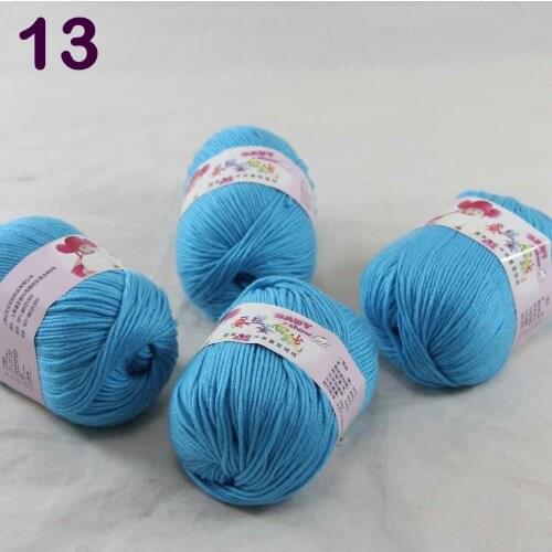 Color Optional 4 ballsX50g Cashmere Silk Velvet Children Hand Kintting Yarn 1813 Aqua