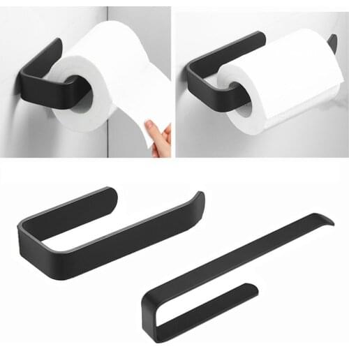 Black Stainless Steel Toilet Paper Holder Tissue Roll Rack Hanger Matte Black Bathroom Accessories Wall Mount WC Paper Holder