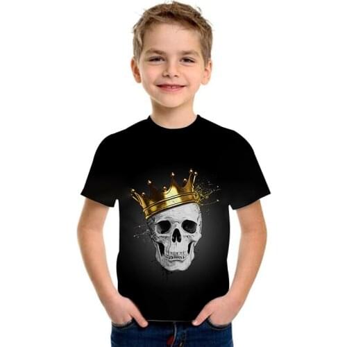 Children T-shirts Cartoon Skull King Print Funny T Shirt Kids Summer T-shirt Tops Girls Boys T-shirt Dropshipping Graphic Tshirt