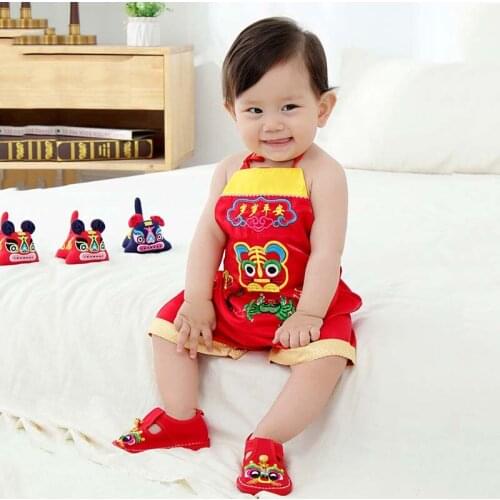 Baby Birthday Dress Tang Suit One Month One Hundred Days Summer Belly Pocket Bib Chinese-Style Chest Covering Festival Clothing