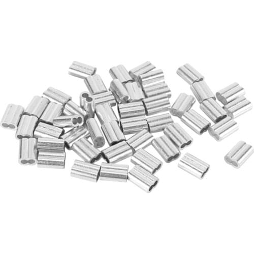 JFBL Hot 50Pcs 1/4 Inch (6Mm) Diameter Wire Rope Aluminum Sleeves Clip Fittings Cable Crimps 50Pcs