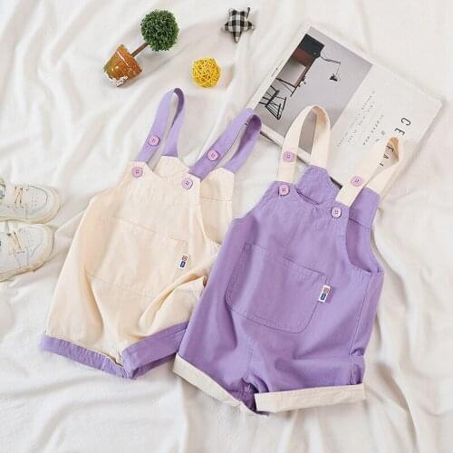 Summer Baby Girls Short Overalls Kids Casual Loose Big Pocket Cute Short Jumpsuits Korean Suspender Shorts for Girls 1 2 3 4 Y