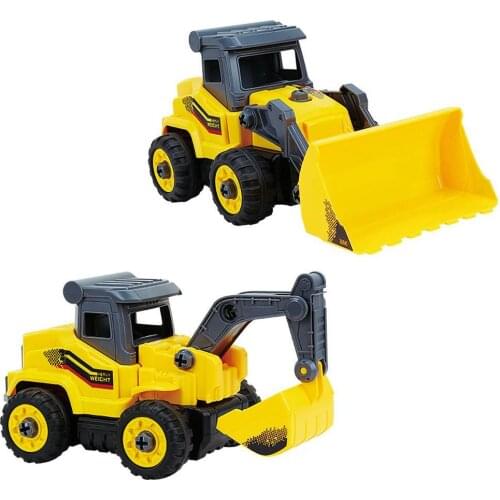 Kids 2.4G 4CH DIY Assembly RC Excavator Bulldozer Construction Car Puzzle Toy