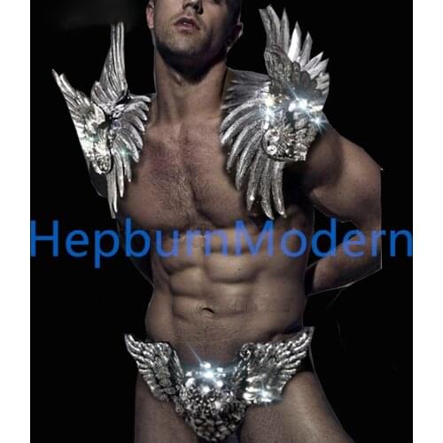 Drag Queen Costumes Sequin Angel Shoulder Piece Dancer Stage Show Celebrity Runway Burning Man Outfit Birthday Party Wear