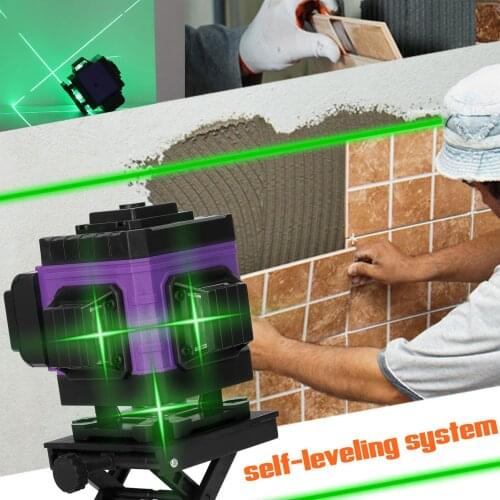 KKmoon 3D 12 Lines Laser Level Tool Vertical Horizontal Lines Self-leveling Function Cross Super Powerful Green Beam Laser Level