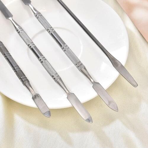 7 Types Stainless Cuticle Pusher Nail Art Stirring Polish Powder Blend Spatulas Tone Rods Palette Manicure Remover Makeup Tools