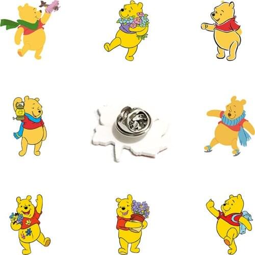 Disney Fashion Lapel Pins Winnie The Pooh Defloration Play Style Acrylic Resin Cartoon Cartoon Funny Accessories Jewelry