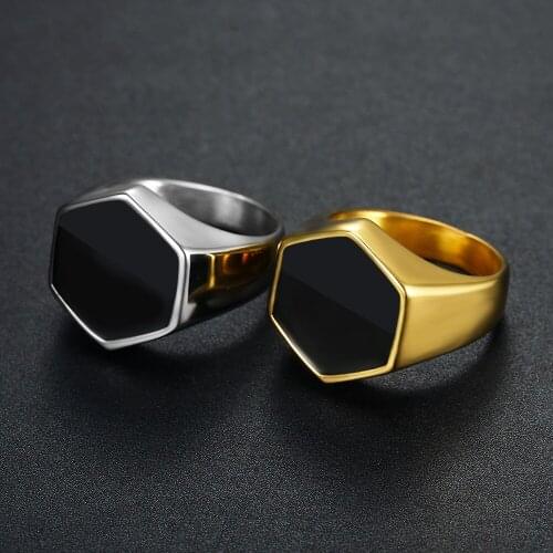 Stainless Steel Men Ring Fashion Hexagon Smooth Band Rings for Man Wedding Ring Hiphop Punk Male Jewelry Accessories Party Gift