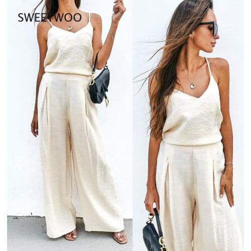 2021 European and American New Summer Suit Womens Camisole Trousers Sports and Leisure Womens Suit Two-Piece Suit