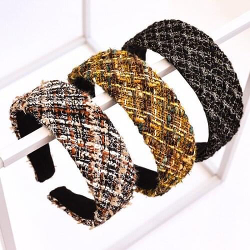 New Arrived Vintage Braided Wool Headband Wide Cross Winter Autumn Warm Hairband Simple Women Hair Accessories