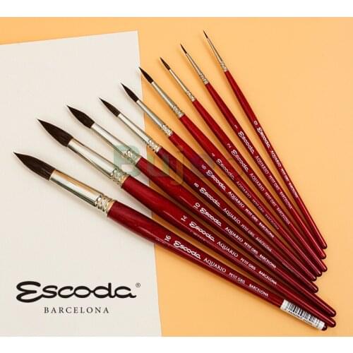 Original Spanish ESCODA Aquario 1125 series Pure squirrel hair round head watercolor brush for artist painting art brush tool