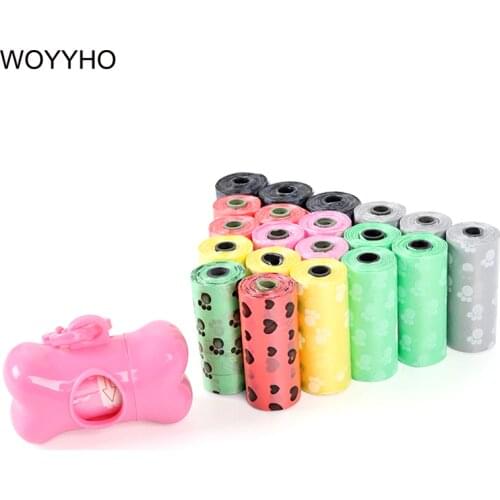 30 Rolls=450pcs Dog Waste Poop Bag Degradable Eco-Friendly Outdoor Pet Excrement Garbage Clean Bags With Bone Dispenser
