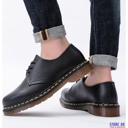 Men Women Short Boots Genuine Leather Men British Shoes Work Footwear Thick Heel Small Leather Shoe Oxfords For Unisex Zyabds