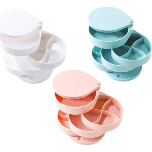 Dressing Table Swivel Jewelry Storage Box 4 Layer 360 Degree Rotating Round Organizer Case Necklace Ring Display Holder