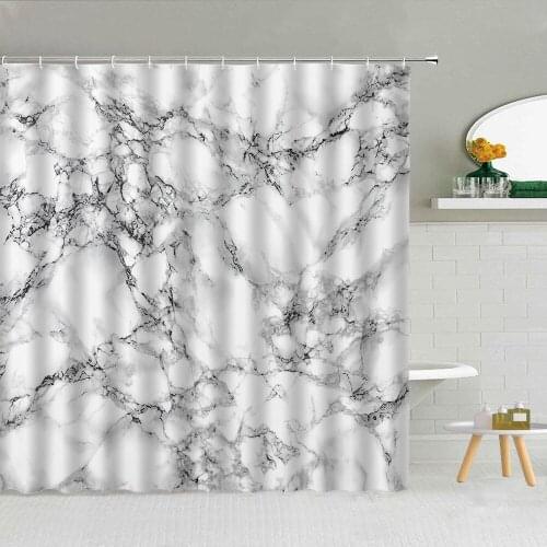 Simplicity Luxurious Marble Ink Texture Shower Curtain Polyester Fabric High Quality Bath Screen 3D Printing With Hooks Decor