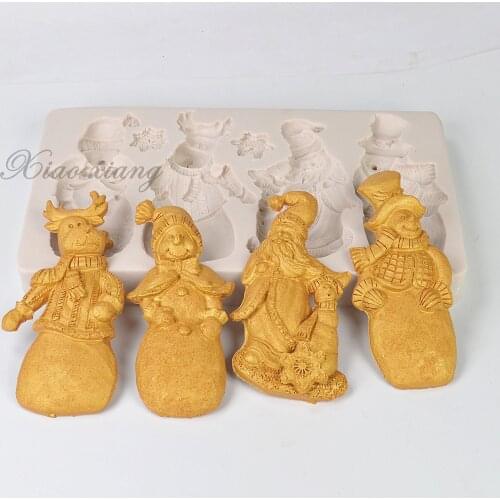 Christmas Fondant Cake Border Silicone Molds Santa Claus Cake Decorating Tools Sugar Craft Gummy Cake Baking Kitchen Tools M2138