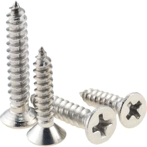100PCS M1.7*4 5 6 7 8 10 12 304 Stainless Steel Cross Recessed Countersunk Flat Head Tapping-screws Wood Screw M1.7x4 M1.7x12