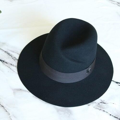 Classical Black Wide Brim Women Hat Wool Fedora Hat Ladies Panama Cloche Hat for Wedding Dress Derby Church Hats Warm