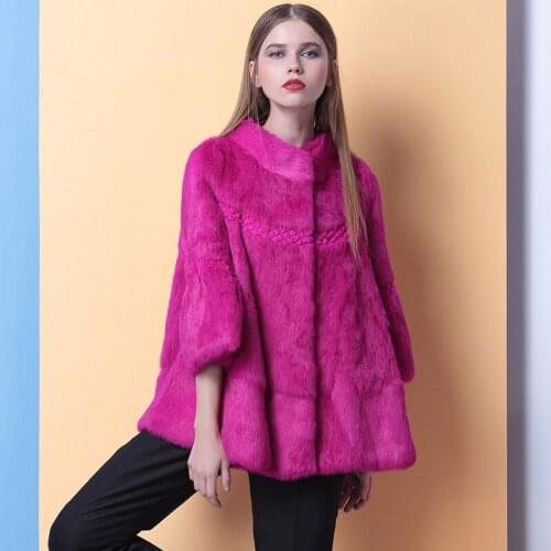 Real natural genuine whole skin rabbit fur coat women fashion full pelt fur jacket mandarin collar shawl