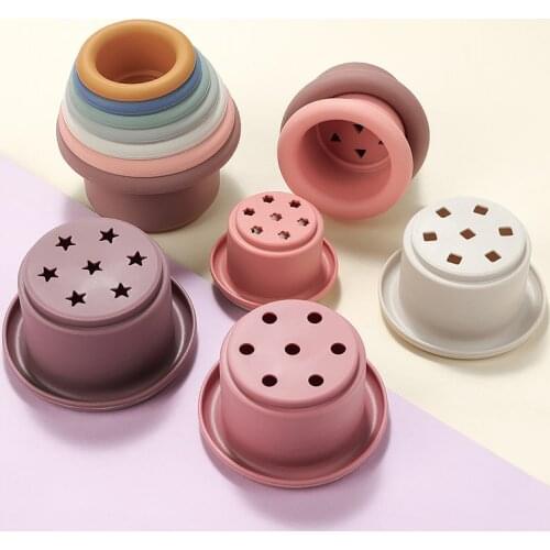 Baby Cups Stacking Toy Stacking Cup Hourglass Stacking Cups Color Stacking Ring Tower Toys Early Educational Toy Children Gift
