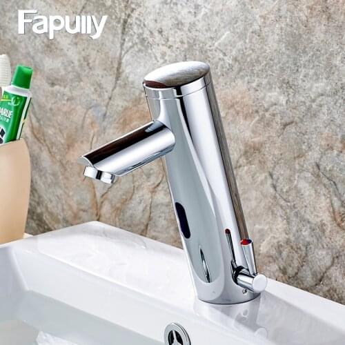 Fapully Sensor Bathroom Water Mixer Basin Faucet Automatic Touch Mixer Tap Hot Cold Sensor Faucet Bathroom Sink Faucets 697-11C