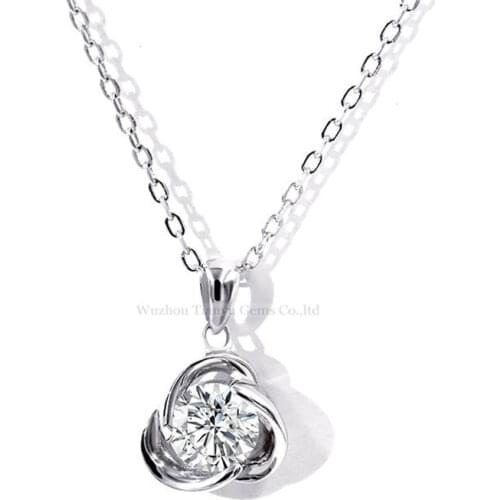 Tianyu Gems Silver Flower Necklace Women Moissanite Pendants Necklace Gold Plated Chain Gift 6.5mm/5mm Diamonds Wedding Jewelry