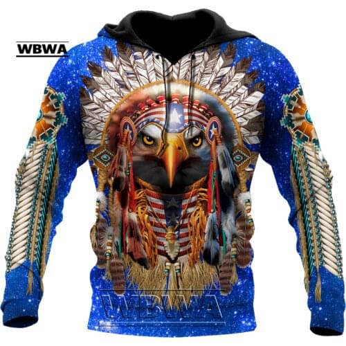 Eagle Native Indian Blue Galaxy 3D All Over Printed Unisex Hoodie Men Sweatshirt Pullover Casual Jacket Tracksuits