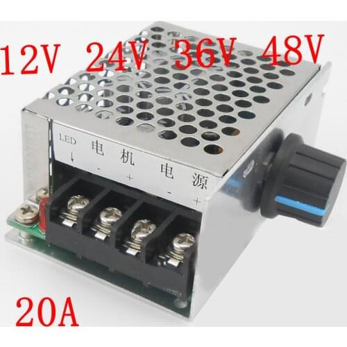 20A DC motor pulse width regulator PWM stepless variable speed switch 9V12V24V36V48V60V universal