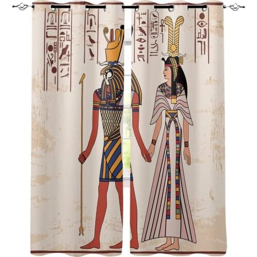 Egyptian Pictorial Pharaoh Culture Window Treatments Curtains Valance Living Room Curtain Rod Bedroom Drapes Kids Room Curtain