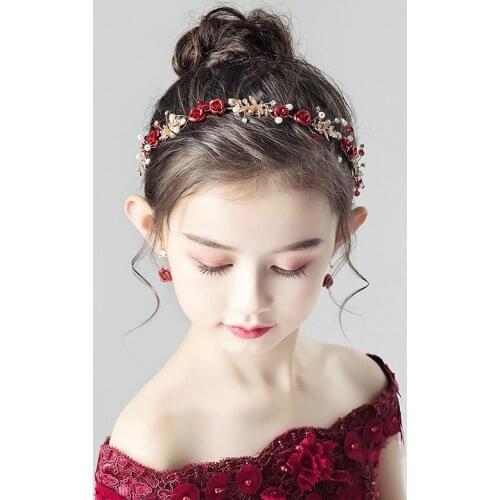 Vintage Women Crystal Hairband with Earring Flower Tiara Elegant Wedding Party Jewelry Girl Hair Accessories Bride Crowns