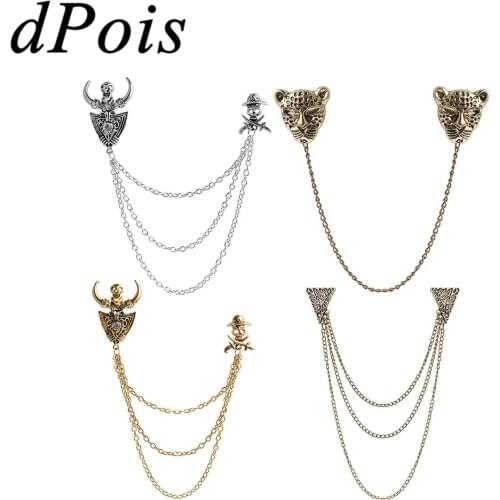 Women Men Steampunk Gothic Brooches Accessories Costume Blouse Shirt Collar Lapel Neck Tip Cardigan Top Chain Tassels Brooch Pin
