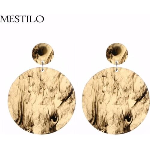 MESTILO Trendy Large Acetic Acid Acrylic Circle Clear Earrings Geometric Big Round Dangle Earrings For Women Boho Drop Earrings