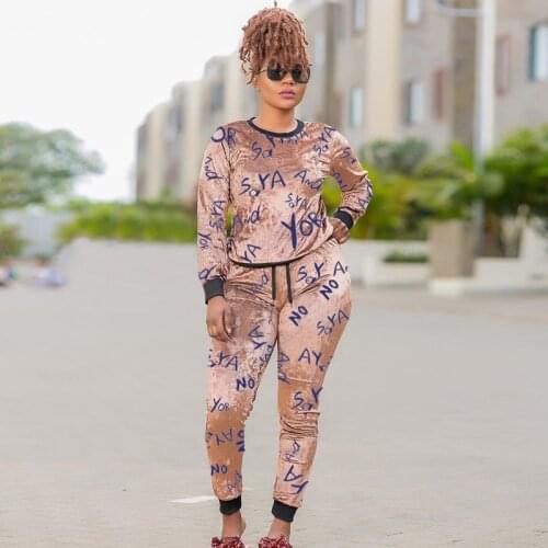 4XL 5XL Plus Size African Dashiki Velvet Two Piece Sets Women Tops Pants Matching Sets Letter Print Tracksuit Africa Women Sets