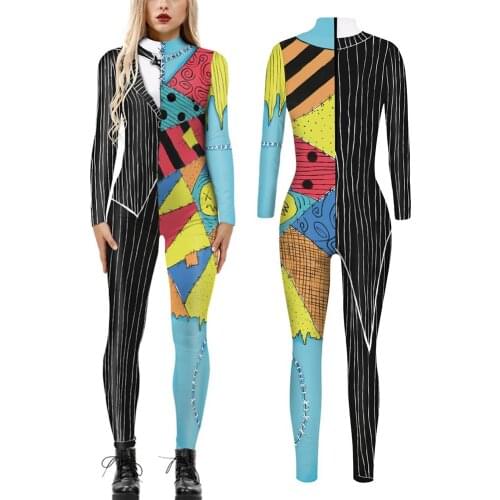 Women Fashion Digital Skeleton Print Jumpsuit Bodycon Party Halloween Costume For Women 3D Print Bodysuit Plus Size 5 Styles