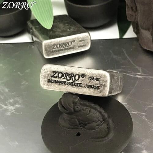 Zorro Pure Copper Kerosene Lighter Ancient Silver Carving Basketball Fans Collect Souvenirs With Gifts Box