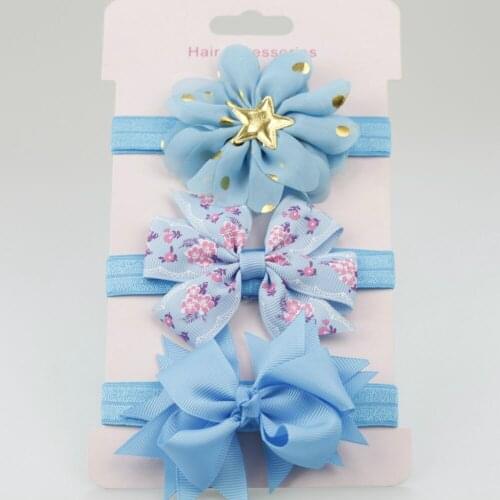 3Pcs/Set Girls Bow Flower Star Headband Hair Bands Kids Children Gifts Soft Stretchy Headbands Hair Accessories 10 Styles