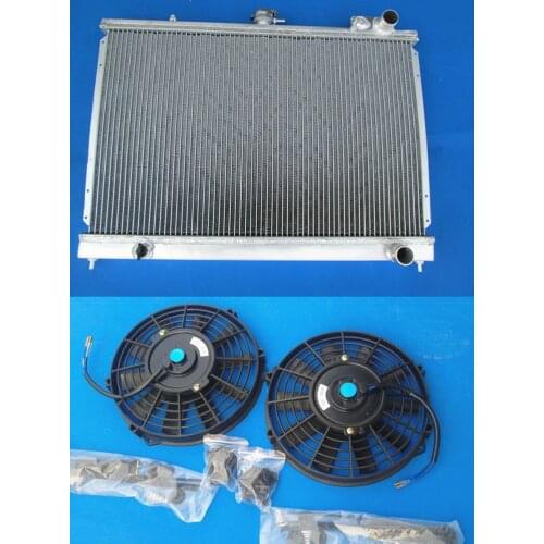 50mm Alloy Aluminum Radiator FOR Nissan Pintara Skyline R31 AND 2*10" Fan MT