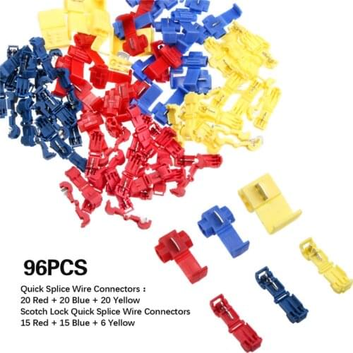 96Pcs Insulated Wire Connector Quick Splice Crimp Terminals 22-10 AWG Kit Cable Connectors Terminal Assorted set