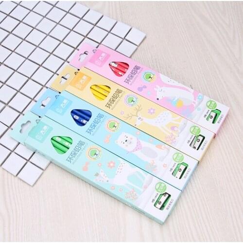 96Pcs Cartoon Solid Color High Quality Hexagon HB Standard Wooden Pencil Writing Drawing Pencil Stationery Supply